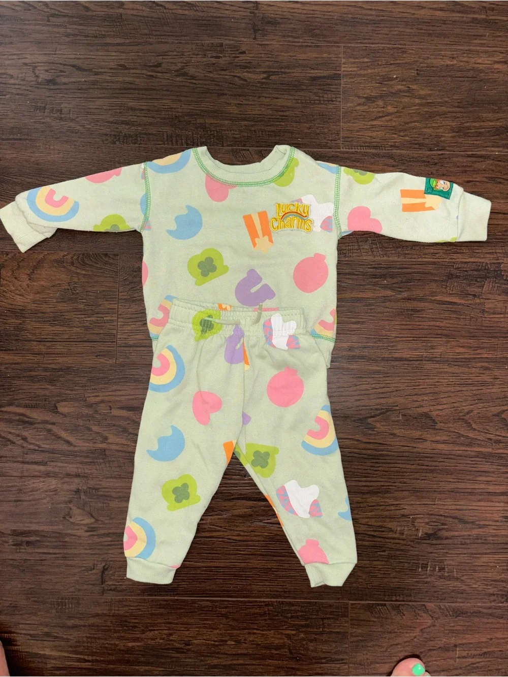 Lucky Charms Green Graphic Kids Matching Bodysuit Set